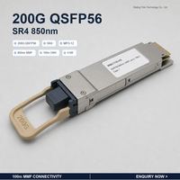 Nouveau module transceiver optique 200G QSFP56 SR4 MPO12 850nm MMF Multimode compatible MMA1T00 HS 100m OM4 HDR pour centre de données, garantie 1 an
