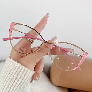Mới nhất photochromic Cat Eye chống ánh sáng màu xanh Chặn kính retro kim loại kính mắt kính khung phụ nữ kính - Product Image 6