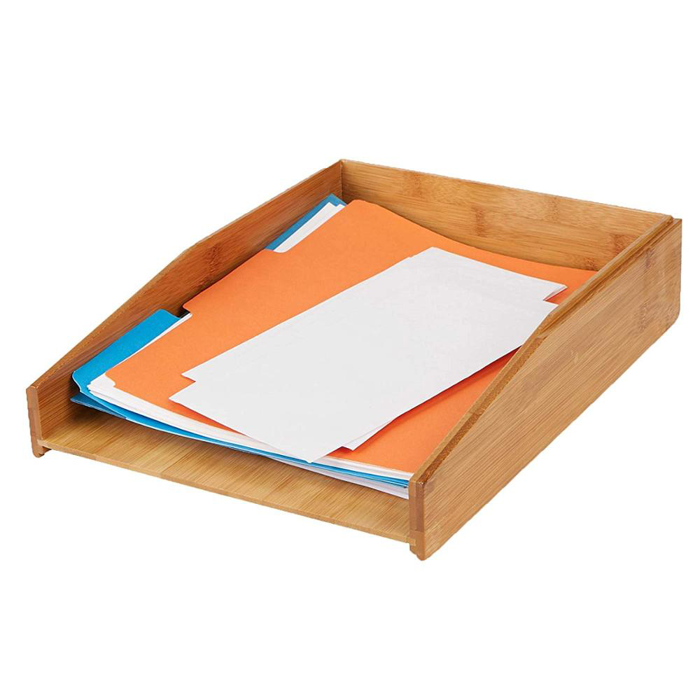 Экологичный Настольный органайзер из натурального бамбука для документов, лоток для документов