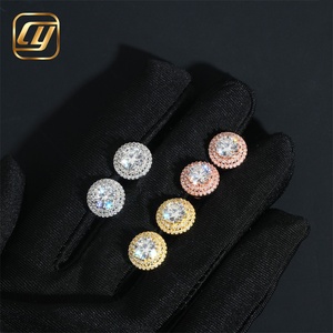 Boucles d'oreilles clous en moissanite, taille brillant rond, sertissage clos, plaqué or 18 carats, or rose, bijoux de luxe pour femme, pour mariage - Product Image 1