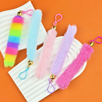 En stock, Breloque porte-clés en peluche style européen avec pompon en fourrure coloré, Pendentif de sac, Accessoire de décoration animalier DIY, Origine Chine