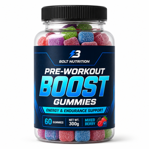 Gummies PEAK Pre-Workout Boost, 60 unités, Soutien Flex Motion, Extraits végétaux, Complément alimentaire à base de plantes, Pot portable - Product Image 1