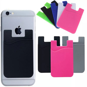 Silicone Phone Card Holder Stick-on Wallet ID/Credit Card Holder Pouch Sleeve Self Adhesive Sticker <b>Case</b> for iPhone 17 16 15 Pro - Product Image 1