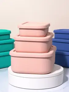 Factory Wholesale BPA Free Silicone Food Containers Portable Kids Bento Silicone Lunch Box
