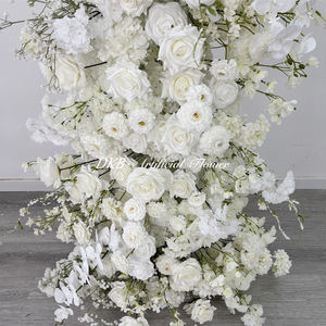 Nouvelle Arche de Fleurs Artificielles en Soie avec Roses Blanches et Gypsophile, Écologique, Portable, 1,8-2,1 m de Haut pour Décoration d'Entrée de Mariage - Product Image 3