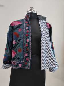 Chaqueta Suzani Exclusiva Bordada a Mano, Chaqueta Suzani de Algodón, Tela TNT, Abrigo Suzani Bohemio para Mujer, Chaqueta Suzani Bordada SALT - Product Image 3