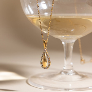 สร้อยคอจี้รูปหยดน้ำ ชุบทอง 18K ประดับเพชรพลอยแบบฝัง เหมาะสำหรับใส่ทุกวัน ของขวัญ เครื่องประดับ - Product Image 2