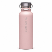 Bouteille d'eau isotherme à double paroi en acier inoxydable 304 de 17 oz avec logo personnalisé, couvercle à poignée, maintien thermique 12-24h, cadeaux d'affaires