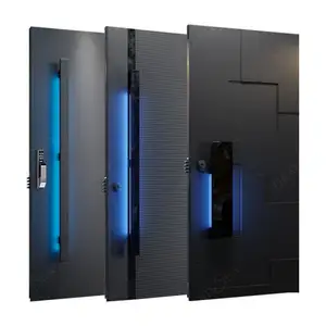Aluminum door stainless steel security door with smart lock with light for house