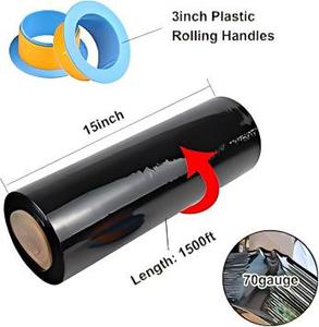 Film de protection en plastique HDPE Huamaohengchun de 15 pouces avec poignées de 3 pouces, film rétractable pour palettes, souple, durable, auto-adhésif, résistant - Product Image 2