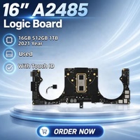 Carte mère A2485 pour MacBook Pro 16 pouces M1 avec Touch ID 820-02100-A 16 Go 512 Go 1 To Année 2021 Originale Utilisée