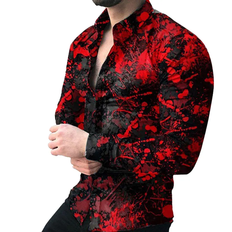 Fashion Custom Men Tee Dress Shirts Casual Clothes Long Sleeve Printing Shirts For Mens