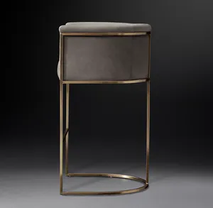 Sgabello Modernista Sassanid OEM Midcentury, Sgabello da Bar e Bancone in Pelle con Schienale a Botte Wexler - Product Image 3