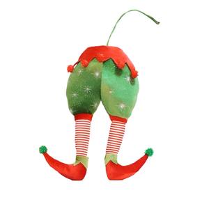 DECORACIÓN DE ÁRBOL CON PATAS DE ENANOS, TELA VERDE/ROJA, 40CM DE ALTURA - Product Image 1
