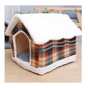 Wholesale Small Pet House Cute Soft Folding Dog Kennel Plush Indoor Cat House