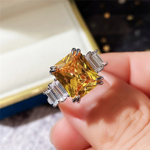 Anello quadrato in pietra acquamarina 10x12 per donna, elegante gioiello da dito alla moda - Product Image 4