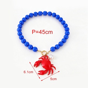 Collar con colgante <span class=keywords><strong>de</strong></span> cangrejo rojo con cuentas azules <span class=keywords><strong>de</strong></span> resina, gargantilla estilo océano para mujer, joyería <span class=keywords><strong>de</strong></span> playa <span class=keywords><strong>de</strong></span> verano - Product Image 4