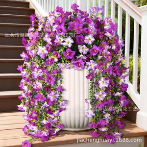 Vignes artificielles de fleurs de gloire du matin en plastique violet pour la décoration de la maison, bouquet - Product Image 3