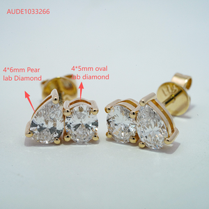 Pendientes de diamantes Starsfine Fine Jewelry, dos pendientes con diamantes cultivados en laboratorio, oro sólido de 10K. - Product Image 2