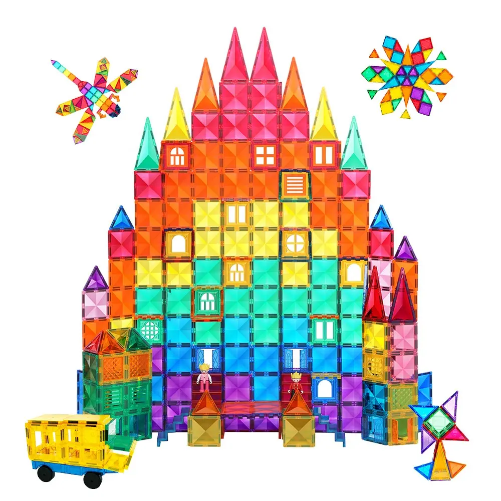 Amosting bloques Magnético para niños 56 Piezas Imán Bloque De Construcción De Azulejos 