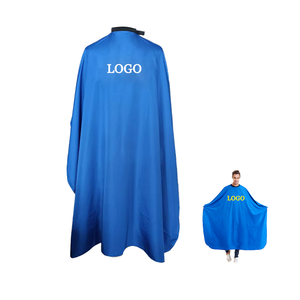 Tablier de barbier en polyester imperméable confortable pour adultes avec logo personnalisé, robe de coiffure pour la coupe de cheveux, cape de salon noire - Product Image 4