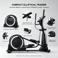 Elliptique pliable compact pour entraînement aérobie en intérieur, mouvement fluide, machine de fitness pour le remodelage corporel, idéal pour la maison et la salle de sport