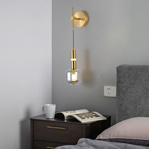 Thanh Lịch Hiện Đại Đồng Kết Thúc LED Đèn Treo Tường Khói Màu Grey Glass Bóng Đèn Tường Cho Trong Nhà Phòng Khách Chiếu Sáng Cho Nhà - Product Image 1