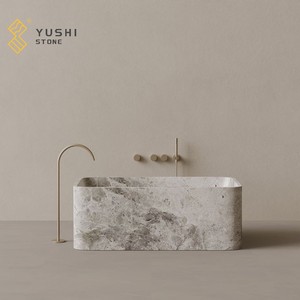 YUSHI Modern Minimalist traverten bağlantısız küvet dikdörtgen süzgeç ile Retro doğal tarzı banyo için iliklerine - Product Image 3