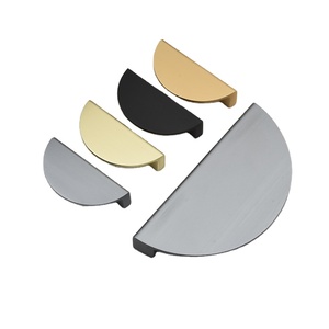 Tirador de latón plano de media luna para muebles, armarios, cajones, herrajes de latón, decoración del hogar, tirador de cocina - Product Image 1