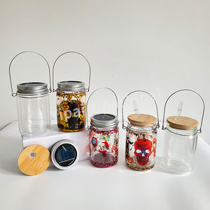 Projecté sur le mur ou le <span class=keywords><strong>sol</strong></span> Bocaux Mason lumineux en verre à double paroi de 11oz avec 2 couvercles - Product Image 4