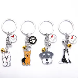 Bán Buôn Kim Loại Dog Keychain Thời Trang Dễ Thương Dog Key Chain Hợp Kim Men Animal Key Chain Dog Pendant