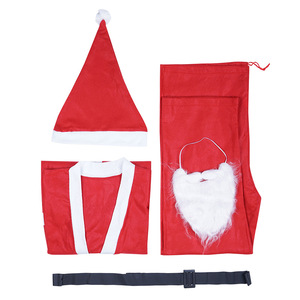 Costume de père noël pour hommes adultes, ensemble en fibre de polyester polaire rouge avec chapeau et barbe pour se déguiser pour la fête de noël - Product Image 3