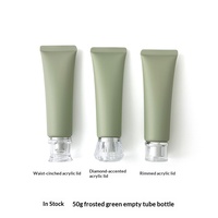 Tube souple vide noir de 50 ml pour crème contour des yeux, fini mat vert, inspiré de la pâte de haricot rouge, pour soins de la peau