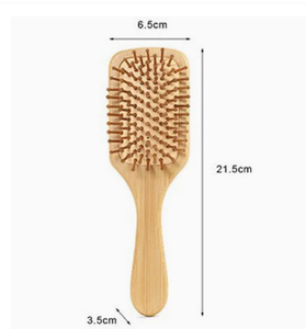 แปรงหวีผมไม้ไผ่ธรรมชาติ แปรงหวีผมแบบพกพา ด้ามจับไม้ หวีนวดแบบถุงลม - Product Image 3