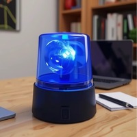 Balise lumineuse portable en plastique rotative/stroboscopique non réfléchissante, rouge, bleu, vert, 11 cm de hauteur, indice de protection IP44, fonctionnant sur piles, pour situations d'urgence