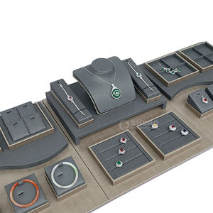 <b>Custom</b> Luxury Gray Microfiber Jewelry Showcase Set for Earrings Display <b>Ring</b> Necklace Jewelry Display Racks - Product Image 2