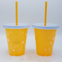 Offre Spéciale – Gobelets Magiques en Plastique Sans BPA de 16 oz, Changeant de Couleur à l'Eau Froide, Tasses à Café à Emporter avec Couvercle et Paille