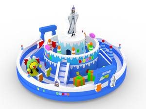 Château gonflable commercial à thème gâteau d'<span class=keywords><strong>anniversaire</strong></span>, décor de dessin animé, équipement de divertissement extérieur pour enfants, parc gonflable - Product Image 3