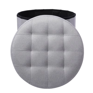 Panca Contenitore Pieghevole Moderna in Lino con Rivestimento Rimovibile per Soggiorno e Camera da Letto, Uso Domestico, 38*38*35 cm - Product Image 2