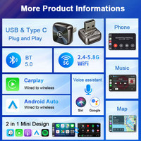 Adaptador Inalámbrico USB Carplay, Bluetooth 5.4, Apple Carplay para Automóvil, Chip Carplay, Adaptador Portátil Carplay OEM
