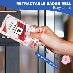Heavy-duty <b>ID</b> card <b>holder</b> with five-petal flower design, fun and shiny, retractable, suitable for school use, anti-loss and - Product Image 3