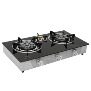 Réchaud à gaz portable 3 brûleurs avec plateau en verre trempé et corps en fonte <span class=keywords><strong>pour</strong></span> camping-car, idéal <span class=keywords><strong>pour</strong></span> faire mijoter des soupes, faire sauter des plats et préparer du café arabe - Product Image 2