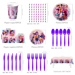 Set per Festa di Compleanno a Tema Anime 'Cartoon Demon Hunter Girl Group' per <span class=keywords><strong>10</strong></span> Ospiti, con Striscione 'HBD', Piatti di Carta e Regali per Fan - Product Image 2
