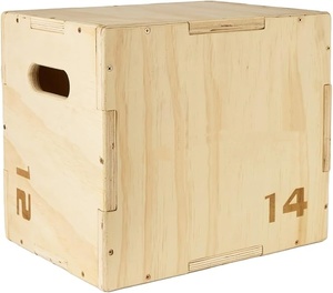 Wellshow 3 en 1 Wood Plyo Box Caja de <span class=keywords><strong>salto</strong></span> pliométrica antideslizante para gimnasio en casa 400lbs Bearing Fitness Launch Box para saltar en cuclillas - Product Image 1