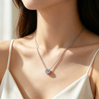 Ensemble de bijoux en moissanite 1CT D VVS1, bague, collier et boucles d'oreilles en argent 925, certifié GRA, bijoux de fiançailles, vente en gros d'usine