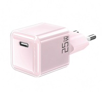 CE RoHS 25W USB-C Pengisi Daya Dinding Colokan EU Port Tunggal Mini Cube PD PPS Pengisian Cepat Adaptor Daya Logo Kustom Grosir