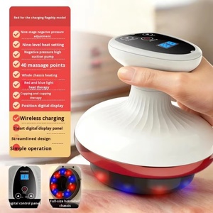 Masseur intelligent électrique rechargeable pour le dos, à ventouses, avec têtes magnétiques rouge et bleue, pour massage Gua Sha et thérapie par ventouses, tendance - Product Image 3