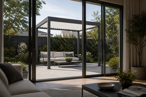 Pergola à lames orientables intelligente et dimmable de luxe Série C RK-C2, pour jardin privé, pavillon d'ombrage relaxant et d'ambiance - Product Image 3
