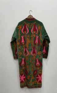 เสื้อคลุมกิโมโนผ้ากำมะหยี่สีม่วงยาว ระบายอากาศได้ดี งานแฮนด์เมดสำหรับผู้หญิง ปักลายด้วยมือ ผ้าฝ้าย สำหรับงานเทศกาล  ชุดคลุมสไตล์อุซเบก - Product Image 3