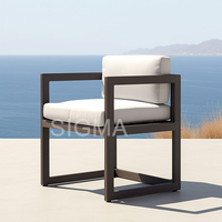 Fauteuil de salle à manger d'extérieur en aluminium thermolaqué, ergonomique et confortable, pour patio, jardin, restaurant, hôtel, villa
